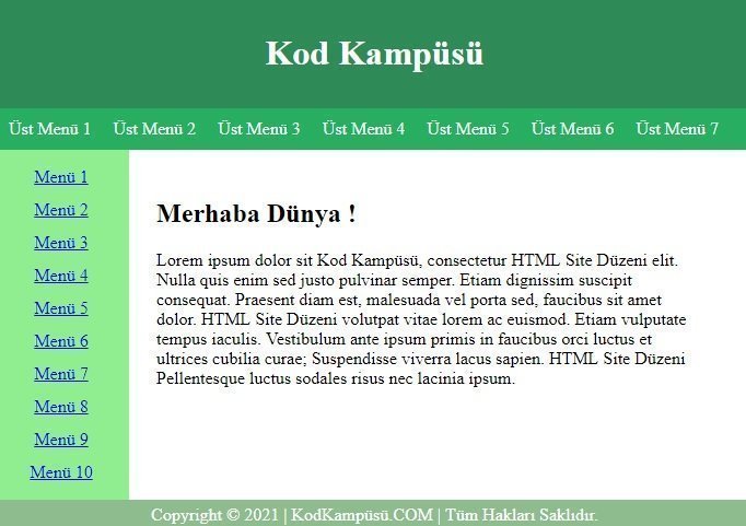 HTML Site Düzeni