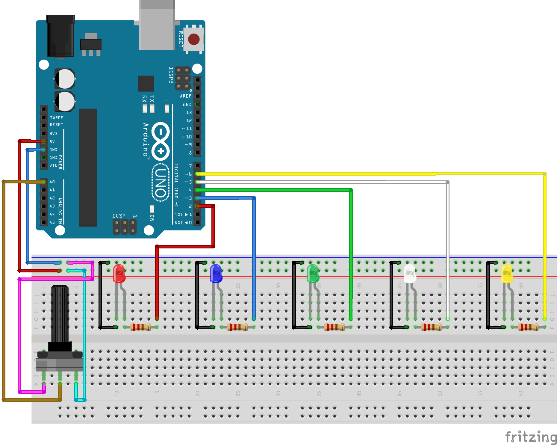 Arduino Potansiyometre ile LED Kontrolü Arduino Potansiyometre ile LED Kontrolü